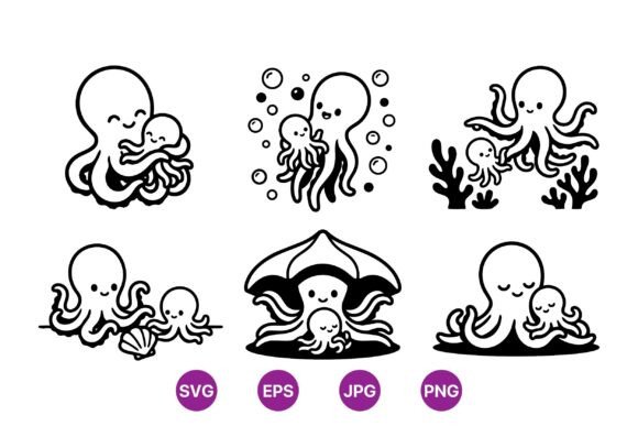 Cute Mom and Baby Octopus Svg: A Designer's Review