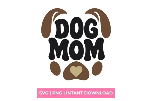 Dog Mom Retro Groovy Paw SVG: Graphics for T-Shirt Designs