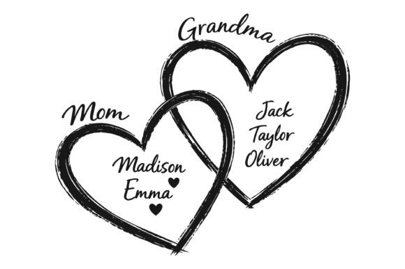 Mom Grandma Heart Names SVG: Graphics for T-Shirt Designs